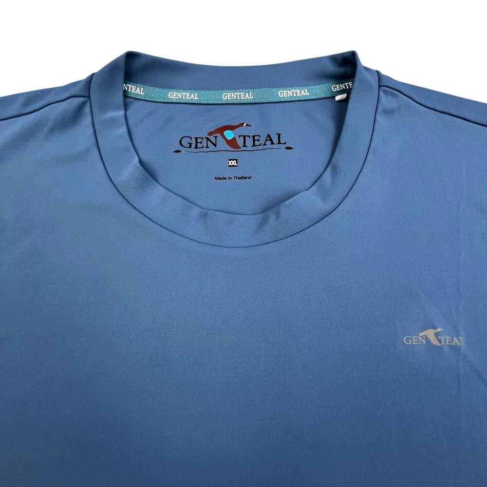 GENTEAL Performance T-Shirt Men XXL Blue Athletic Golf Stretch Lightweight